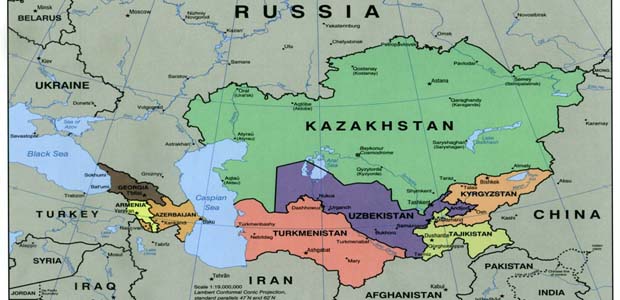 The Caucasus and Central Asia Political Map 2000